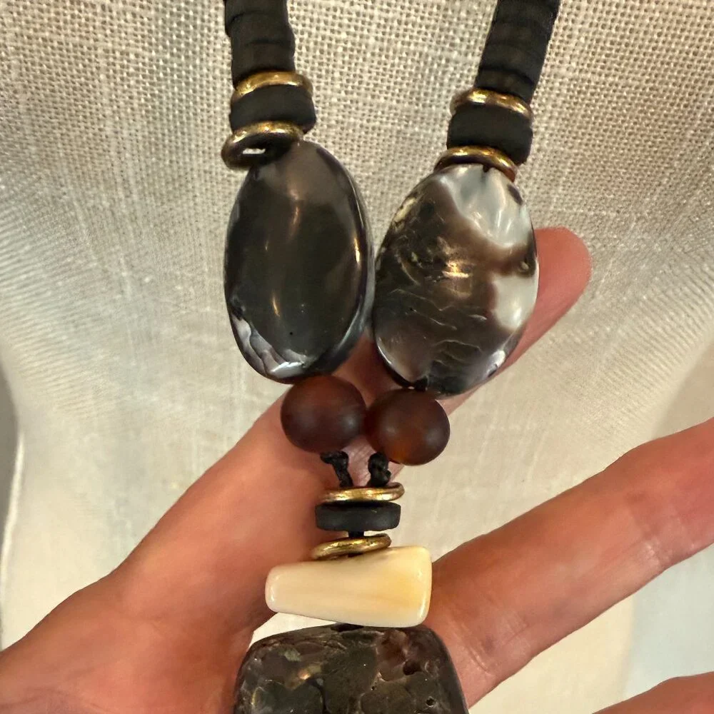 Vintage Tribal Beaded and Stone Necklace - Picture 13 of 13
